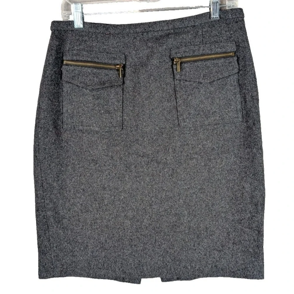 J. Crew The Pencil Skirt Womens Sz 6 Patch Zip Pockets Academia Work Office Gray